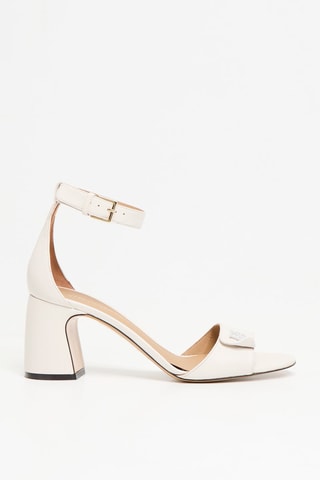 Sandales à talons en cuir - Ivoire - EA7
