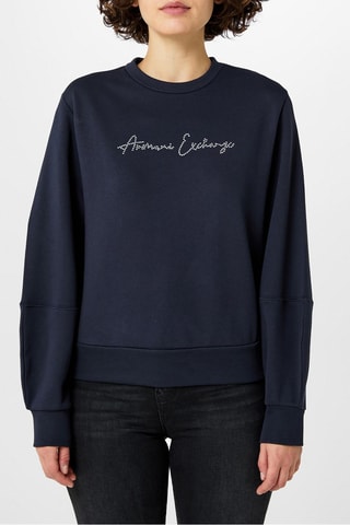 Sweat à capuche - Bleu marine et blanc - Armani Exchange