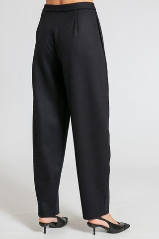 Pantalon taille haute en laine vierge - Noir - Emporio Armani