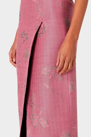 Jupe midi en laine taille haute - Rose - Emporio Armani
