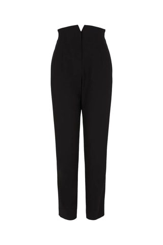 Pantalón de tiro alto de lana - Negro - Emporio Armani
