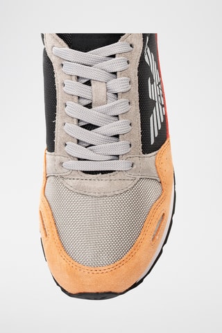 Baskets en nubuck - Noir et orange - Emporio Armani