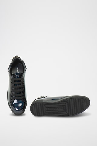 Baskets en cuir verni - Noir - Emporio Armani