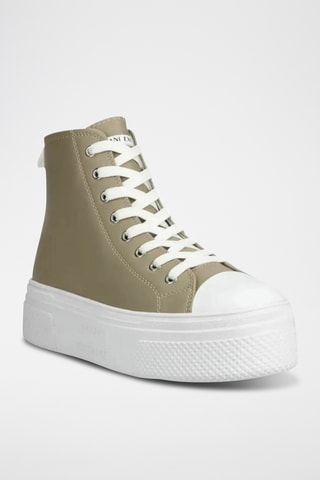 Baskets montantes plateformes en cuir - Kaki - Armani Exchange