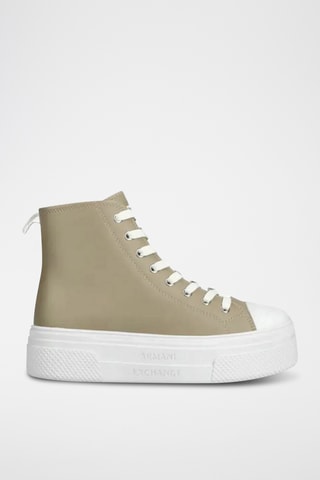 Baskets montantes plateformes en cuir - Kaki - Armani Exchange