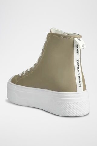 Baskets montantes plateformes en cuir - Kaki - Armani Exchange