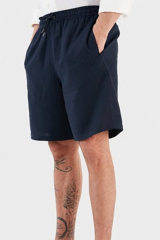 Short de plage en lin - Bleu marine - Emporio Armani