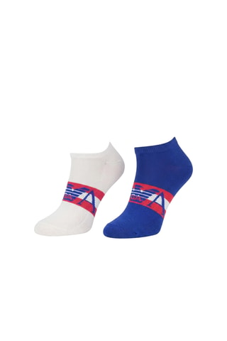 2 paires de socquettes - Blanc et bleu roi - Emporio Armani