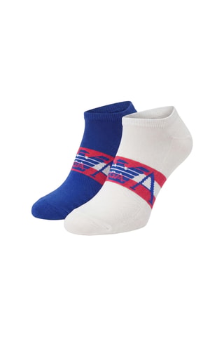 2 paires de socquettes - Blanc et bleu roi - Emporio Armani