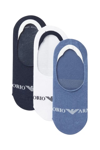 3 paires de protège-pieds - Blanc et bleu cobalt - Emporio Armani