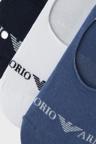 3 paires de protège-pieds - Blanc et bleu cobalt - Emporio Armani