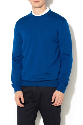 Pull en laine vierge - Bleu pétrole - Emporio Armani