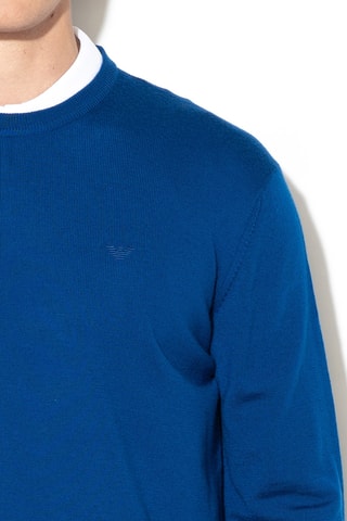 Pull en laine vierge - Bleu pétrole - Emporio Armani