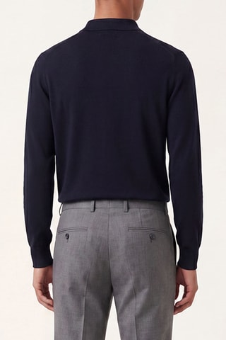 Polo en laine vierge - Bleu nuit - Emporio Armani
