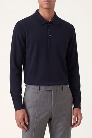 Polo en laine vierge - Bleu nuit - Emporio Armani