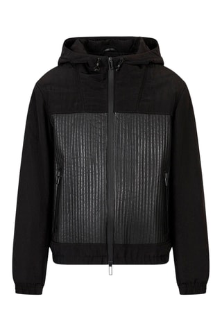 Veste à capuche en cuir d’agneau - Noir - Emporio Armani