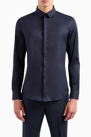 Chemise slim - Bleu marine - Emporio Armani