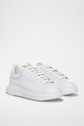 Baskets plateformes en cuir de veau - Blanc - Emporio Armani