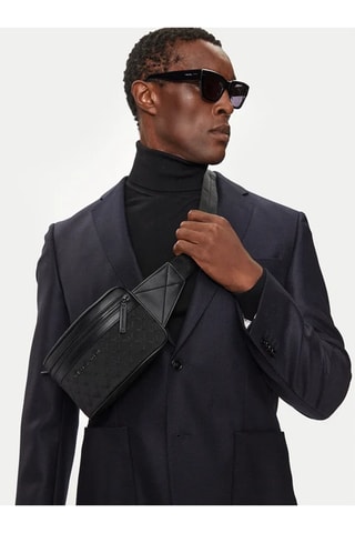 Sac banane en cuir - Noir - Emporio Armani