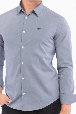 Chemise regular - Bleu et blanc - Emporio Armani