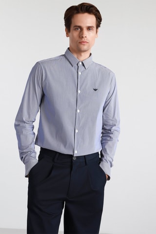 Chemise regular - Bleu et blanc - Emporio Armani