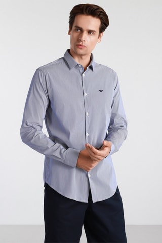Chemise regular - Bleu et blanc - Emporio Armani
