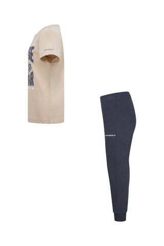 T-shirt e pantaloni sportivi - Beige e grigio