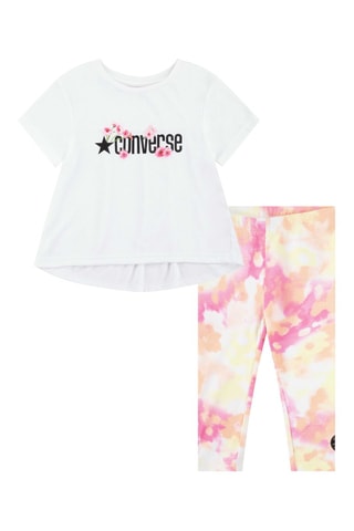 Tshirt et legging - Blanc, jaune et rose