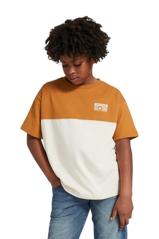T-shirt relaxed - Bianco e marrone