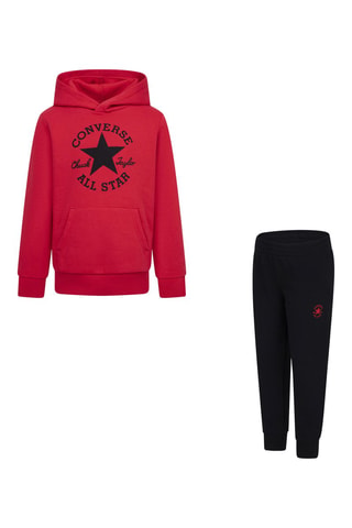 Felpa con cappuccio e pantaloni sportivi - Nero e rosa