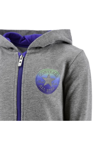 Felpa con cappuccio e shorts - Viola e grigio