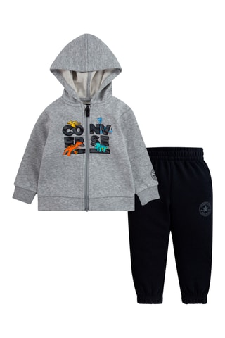 Felpa con cappuccio e pantaloni sportivi - Nero e grigio