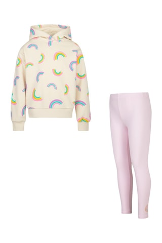 Felpa con cappuccio e leggings - Beige e rosa