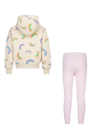 Felpa con cappuccio e leggings - Beige e rosa