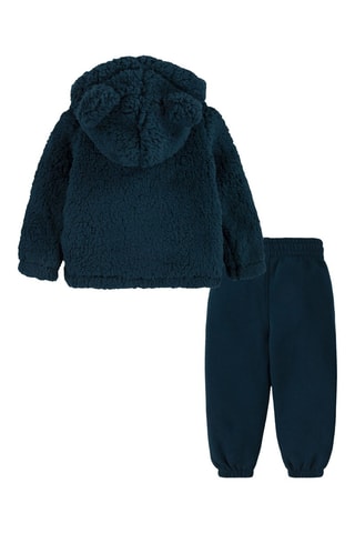 Giacca in pelliccia sintetica e pantaloni sportivi - Blu