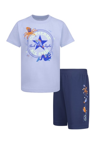 T-shirt e shorts - Blu, verde e arancione