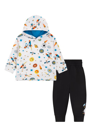 Felpa con cappuccio e pantaloni sportivi - Bianco, nero e blu