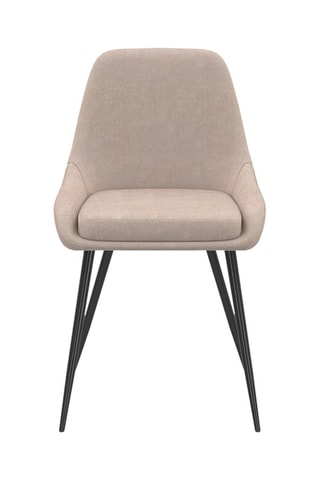 Sedie Ornella in tessuto taupe e piedi in metallo nero - set x 2