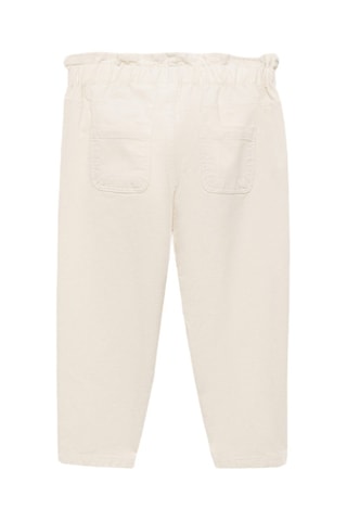 Pantalon velours côtelé paper bag - Blanc