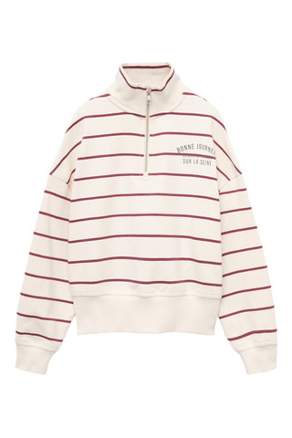 Sweat rayé avec inscription imprimée - Blanc