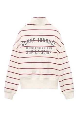 Sweat rayé avec inscription imprimée - Blanc