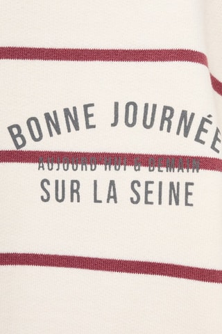 Sweat rayé avec inscription imprimée - Blanc