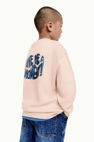 Sweat-shirt texte relief - Beige