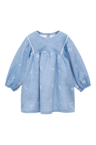 Robe brodée coton - Bleu