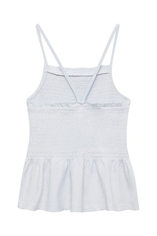 Top nid d'abeilles coton - Bleu