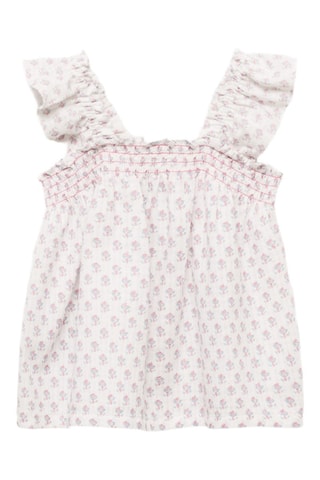 Blouse brodée volants - Blanc