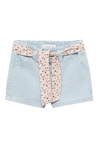 Short en jean ceinture - Bleu