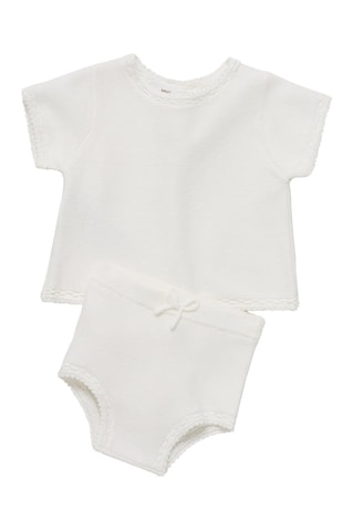 Short en maille coton - Blanc