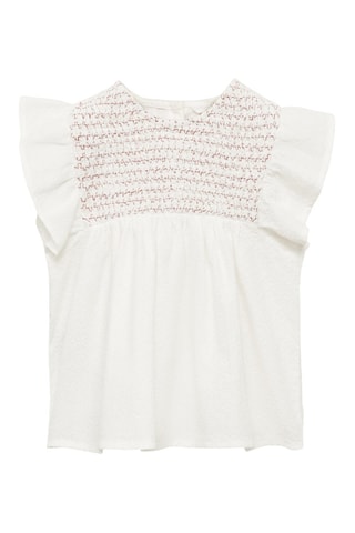 Blouse texturée volants - Blanc