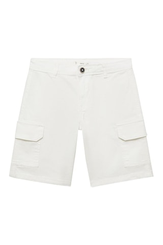 Bermuda coton cargo - Blanc